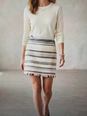 Women's Loft Outlet Pastel Striped Fridge Dress Work Tweed Mini Skirt Size 2